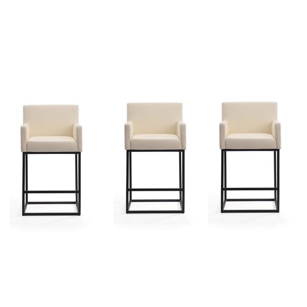 Manhattan Comfort Ambassador Counter Stool in Cream and Black (Set of 3) 3-CS010-CR